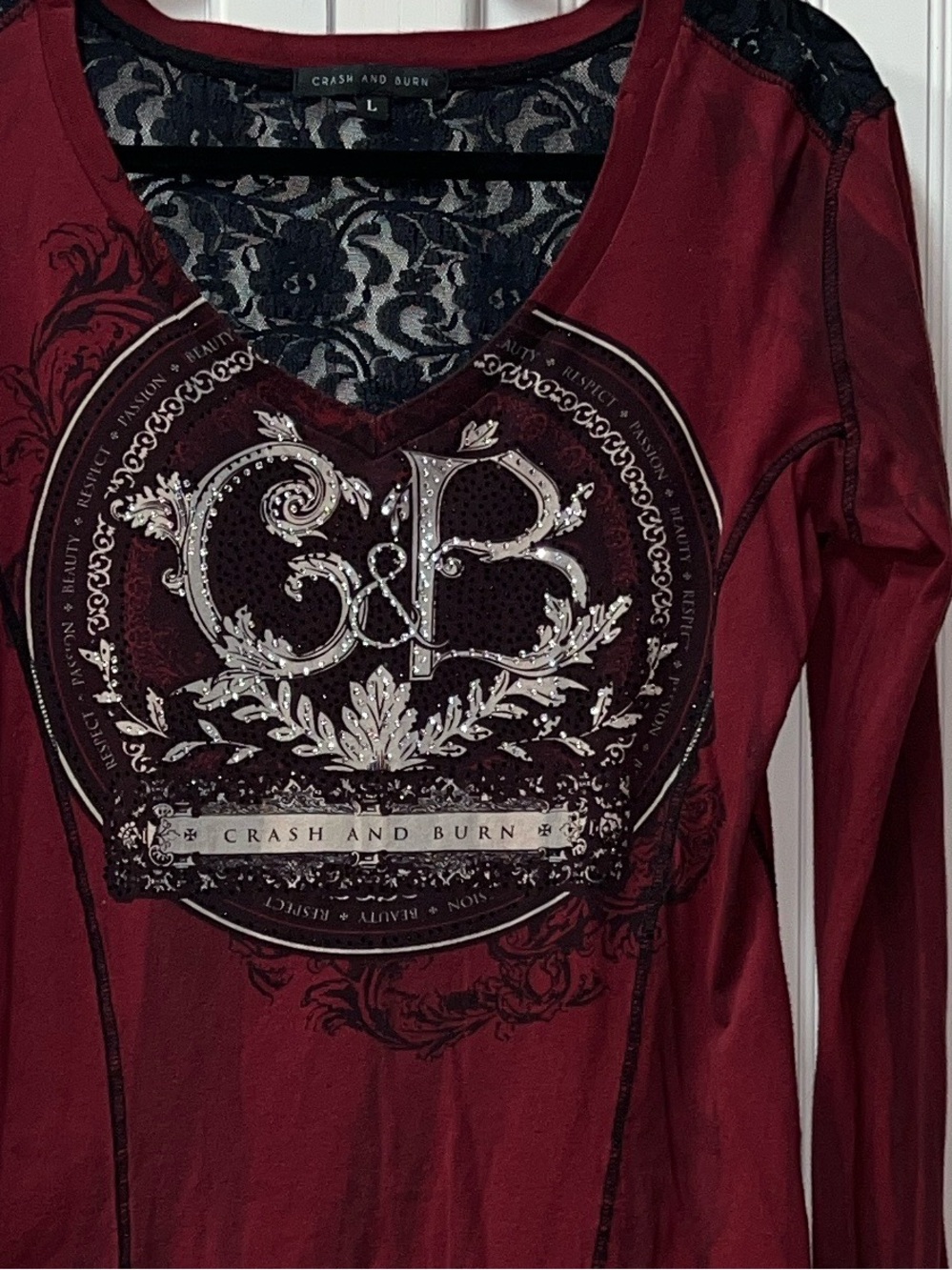Crash and Burn Sinful Style Shirt L Affliction